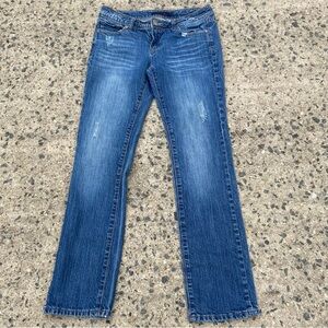 Vigold Jeans Womens size 5 Straight Low Rise Med Wash Stretch 31x31 Flap Pockets